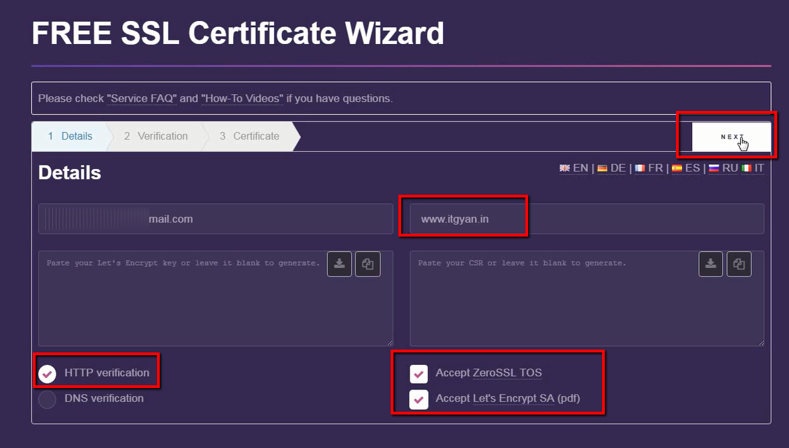 Free SSL Certificate Wizard