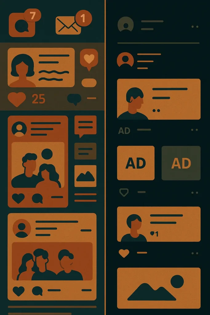 Posting Zero Trend comparison old vs new social media feeds