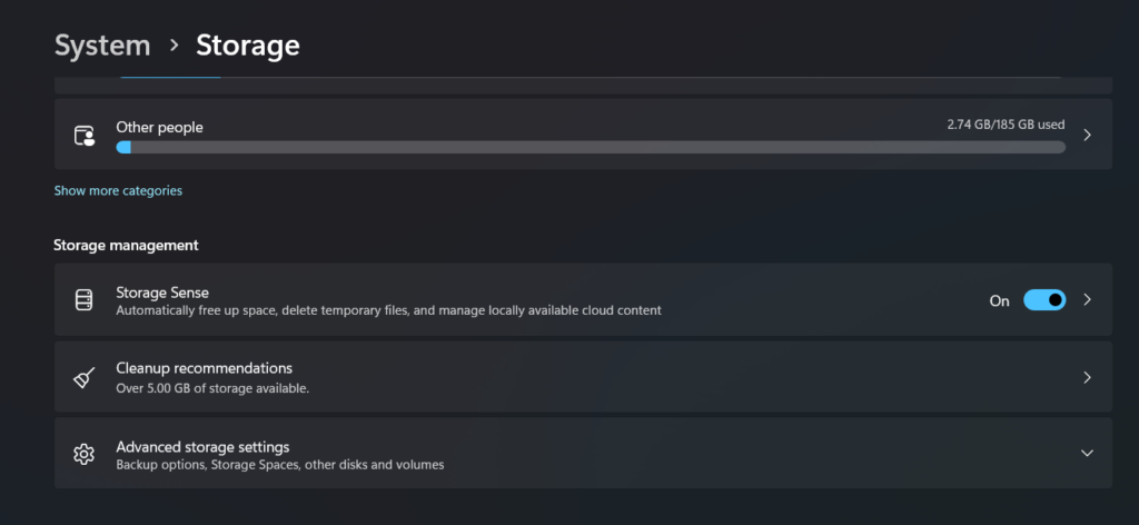 Turn on Storage Sense to automatically clean Windows PC